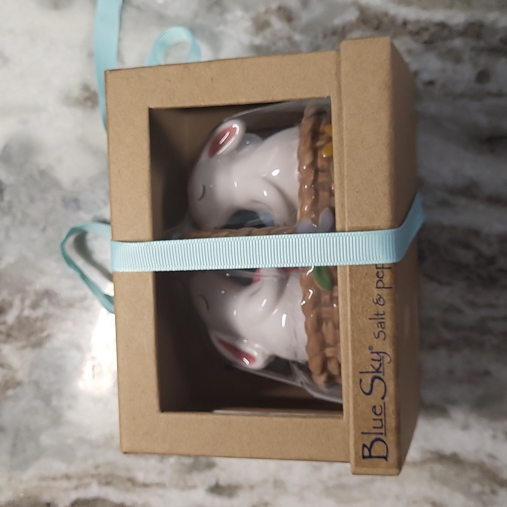 Blue Sky Bunny Salt & Pepper shakers NIB